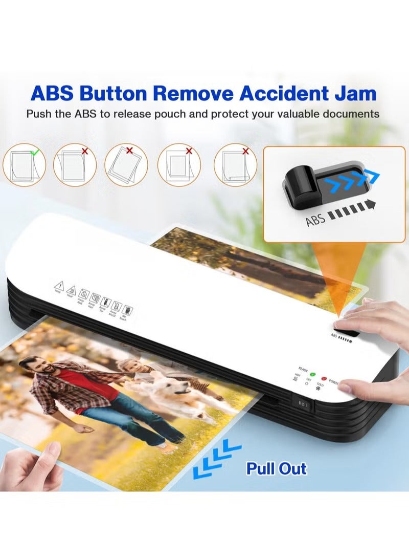 Daxiongmao Laminator, Laminator with Hot and Cold Settings and 15 Bags, 4 in 1 A4A5A6 Laminator, 9 Inch Personal Laminator for Home School Office (Cream White) - Image 4