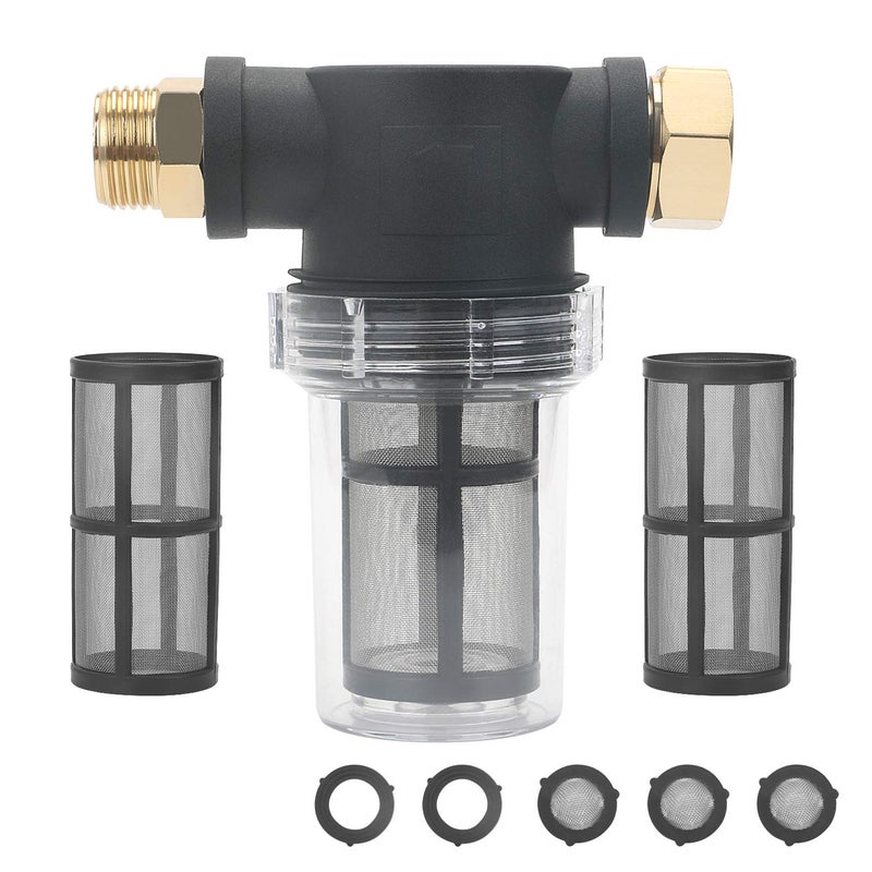 STYDDI Garden Hose Inlet Filter for High Pressure Washer, Garden Hose Water Sediment Filter Attachment with 100 Mesh Screen for Power Washer, Transfer Pump, Rain Barrels, Outdoor Spigots - Image 1