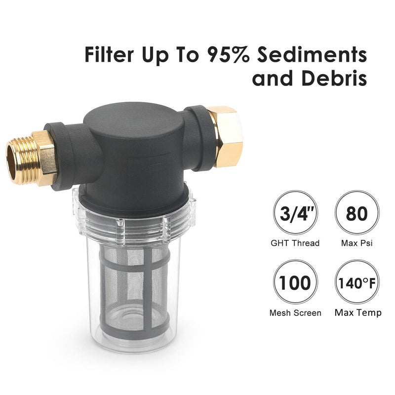 STYDDI Garden Hose Inlet Filter for High Pressure Washer, Garden Hose Water Sediment Filter Attachment with 100 Mesh Screen for Power Washer, Transfer Pump, Rain Barrels, Outdoor Spigots - Image 5