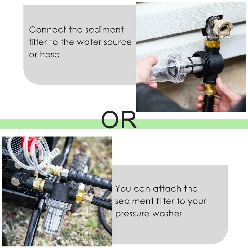 STYDDI Garden Hose Inlet Filter for High Pressure Washer, Garden Hose Water Sediment Filter Attachment with 100 Mesh Screen for Power Washer, Transfer Pump, Rain Barrels, Outdoor Spigots - Image 2