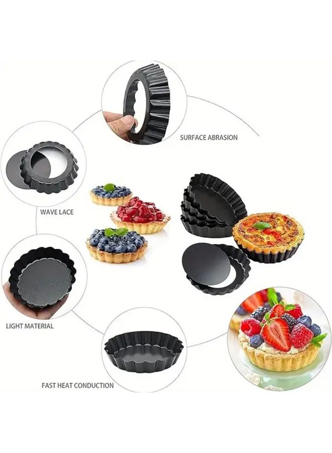 10 Pack 4 Inch Mini Tart Pans Non Stick Loose Bottom Heavy Duty Carbon Steel Oven Safe Bakeware - Image 2