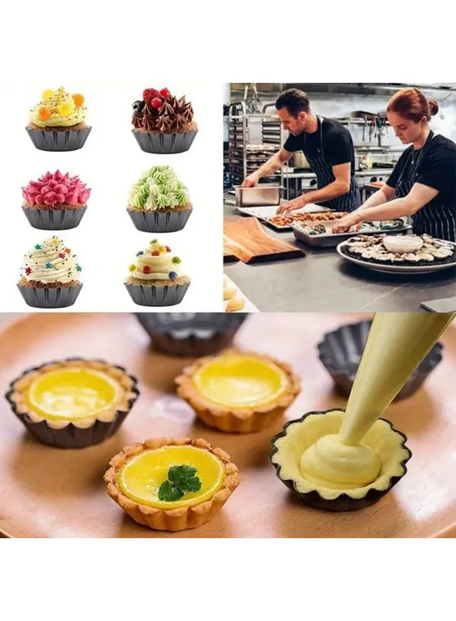 10 Pack 4 Inch Mini Tart Pans Non Stick Loose Bottom Heavy Duty Carbon Steel Oven Safe Bakeware - Image 4