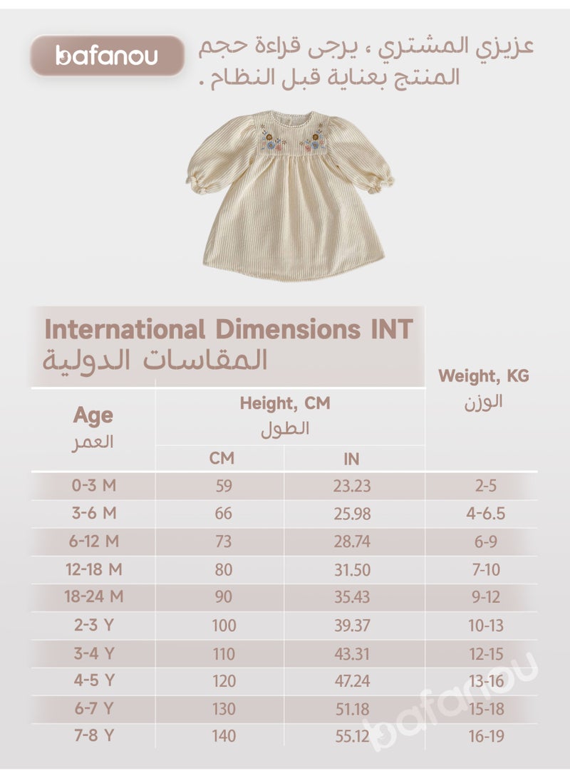 بافانو فساتين الربيع للرضيعات الرضع فساتين مطرزة بأكمام طويلة الأكمام - Image 3