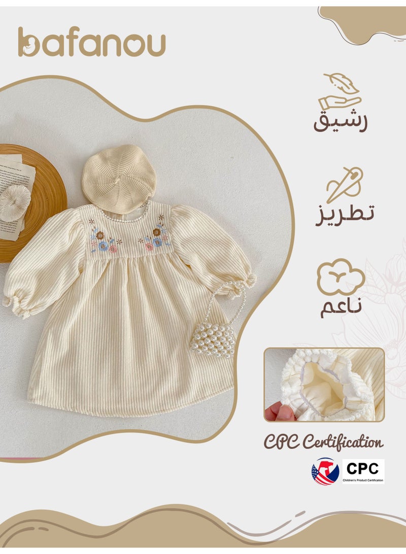 بافانو فساتين الربيع للرضيعات الرضع فساتين مطرزة بأكمام طويلة الأكمام - Image 2