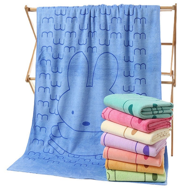 general Kids Microfiber Bath Towel, Cartoon Rabbit Print Beach Towel for Children Swimming and Shower - Image 3