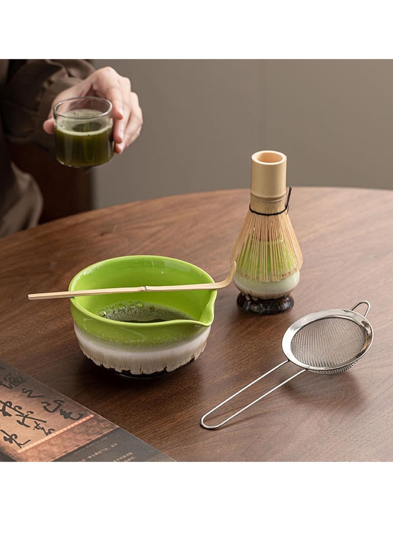 السيميا مجموعة خفاقة الماتشا، 8 قطع من مجموعة شاي الماتشا التقليدية، خفاقة ووعاء الماتشا، حامل الماتشا، مغرفة من الخيزران، حامل مغرفة، منخل ومنشفة شاي، مجموعة هدايا واحتفالات لمحبي الماتشا - Image 5