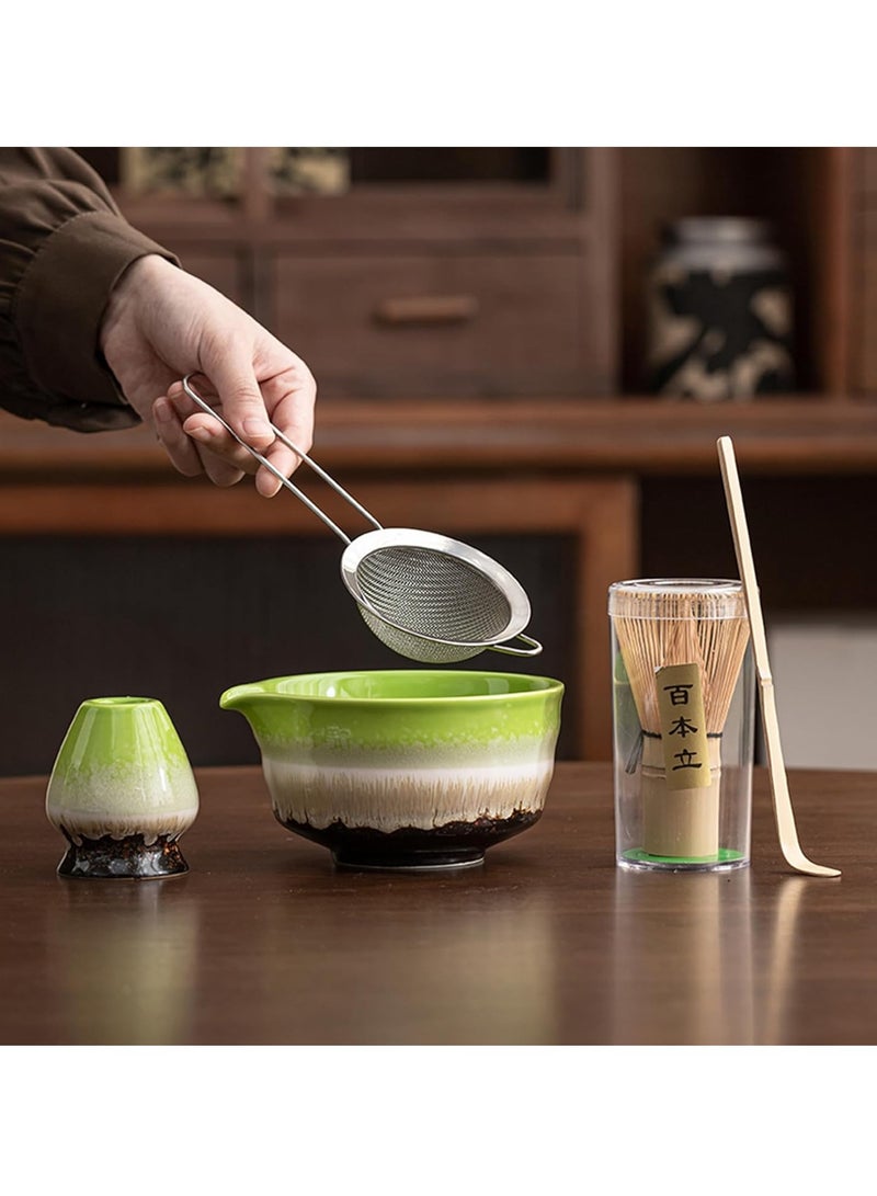 السيميا مجموعة خفاقة الماتشا، 8 قطع من مجموعة شاي الماتشا التقليدية، خفاقة ووعاء الماتشا، حامل الماتشا، مغرفة من الخيزران، حامل مغرفة، منخل ومنشفة شاي، مجموعة هدايا واحتفالات لمحبي الماتشا - Image 3