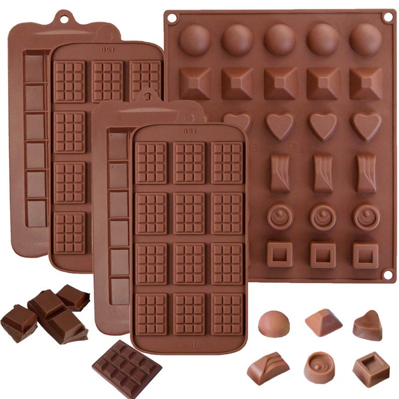 5 Pack Chocolate Bar MoldsAusplua Silicone Chocolate mold Candy Jelly Cake Baking MouldBreakApart Chocolate Food Grade NonStick Silicone Protein and Energy Bar Molds