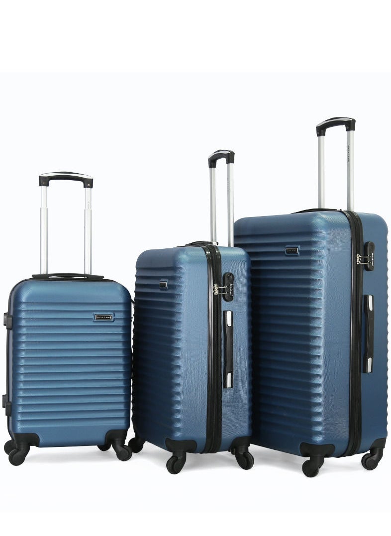 GIORDANO 3-Piece ABS Hardside Spinner Iron Rod Luggage Trolley Set With TSA Lock 20/24/28 Inch Blue  - Image 1
