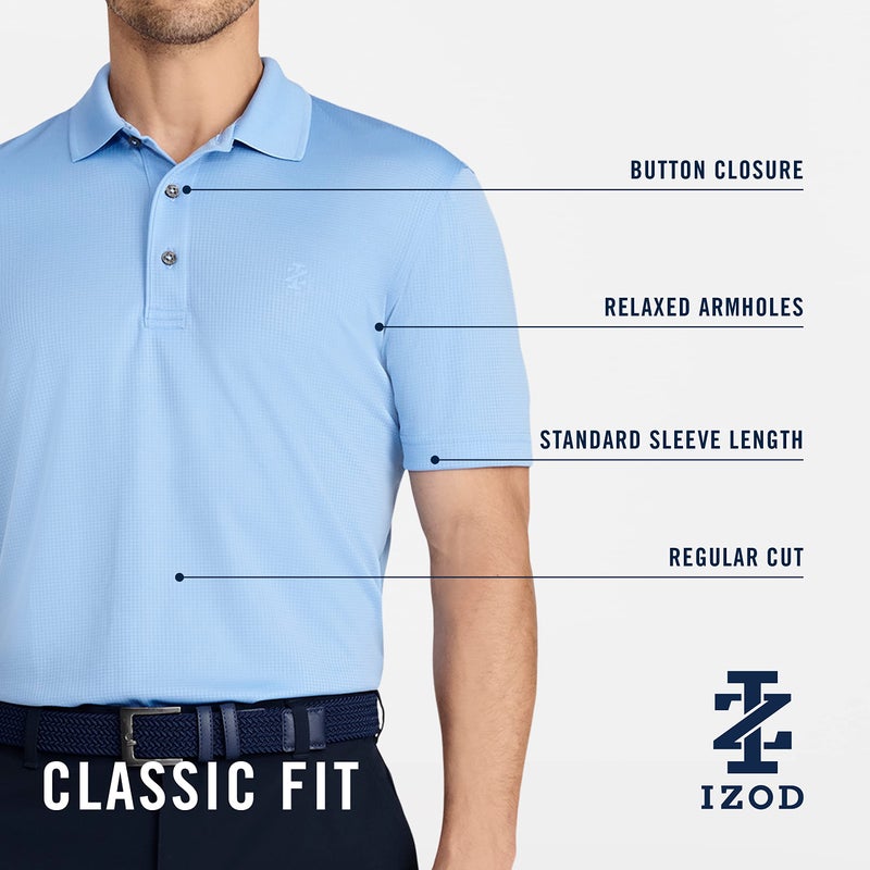 IZOD Men's Performance Golf Grid Polo, Bright White, Large - Image 5