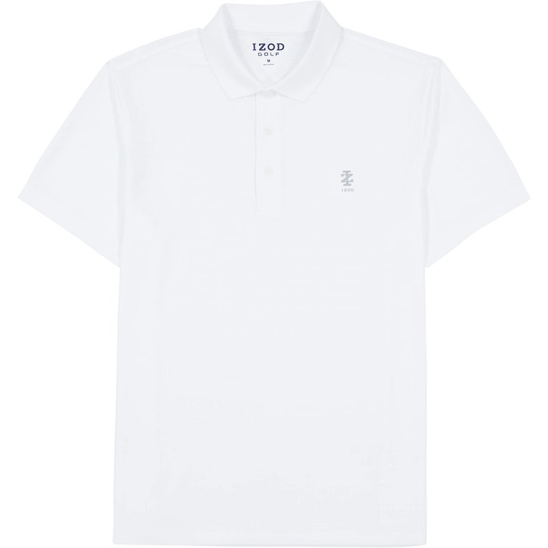 IZOD Men's Performance Golf Grid Polo, Bright White, Large - Image 3