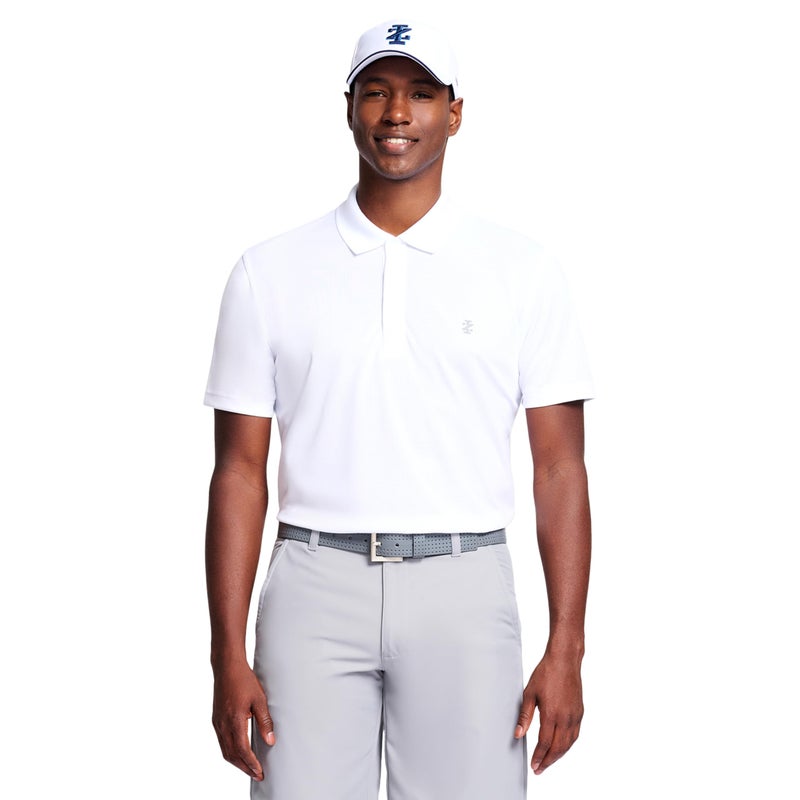 IZOD Men's Performance Golf Grid Polo, Bright White, Large - Image 1