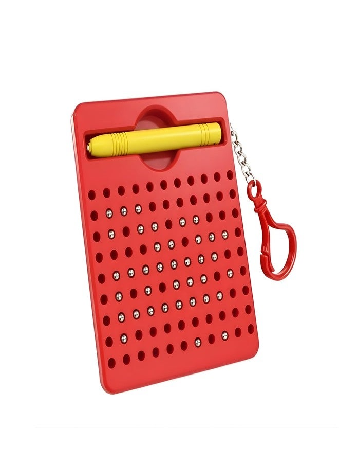 JOUET Magnetic Dot Drawing Board with Stylus for Kids, Reusable Mess-Free Drawing Toy, Portable Travel Activity, Fine Motor Skill & Hand-Eye Coordination Learning Toy - Red - Image 1