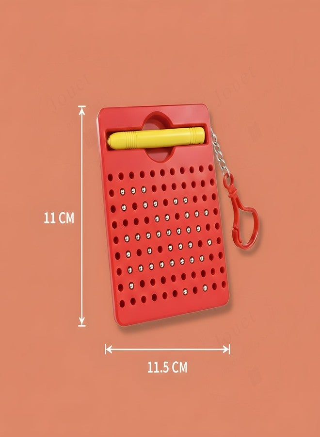 JOUET Magnetic Dot Drawing Board with Stylus for Kids, Reusable Mess-Free Drawing Toy, Portable Travel Activity, Fine Motor Skill & Hand-Eye Coordination Learning Toy - Red - Image 5