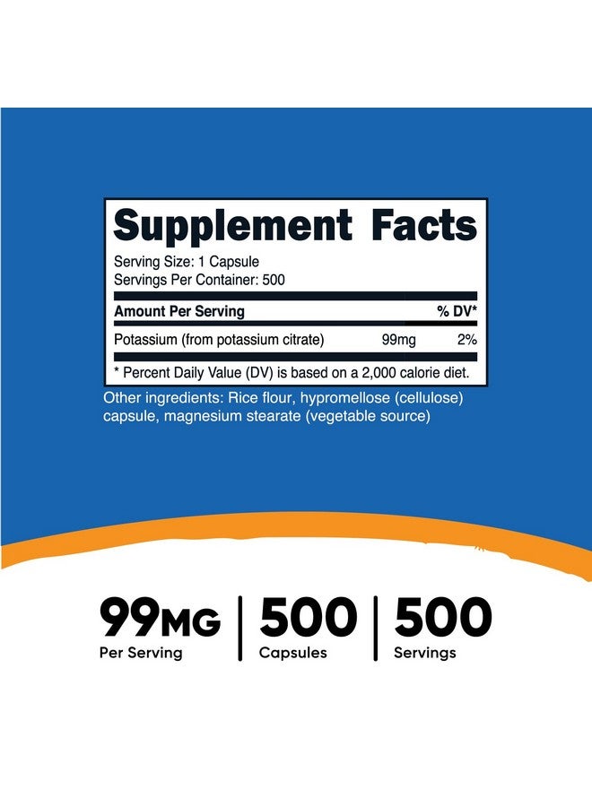 Nutricost Potassium Citrate 99mg, 500 Capsules - Image 2