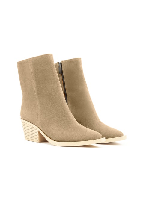 Suede Zip Tall Ankle Boot