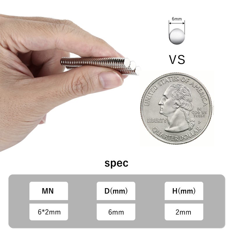 RHINOCATS Small Magnets, Mini Round Magnets for Miniatures, DIY, Office, Hobbies, Crafts and Science, 6mm x 2mm(DxH), 100 Packs - Image 2