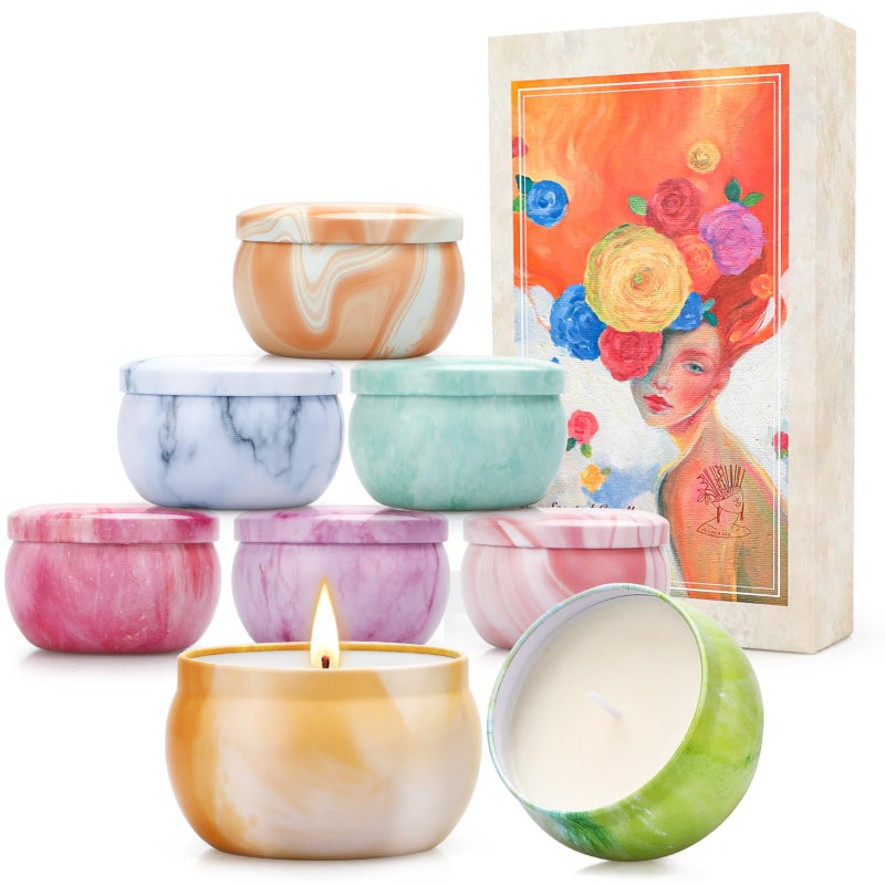 NVGCX Aromatherapy Candle Gift Set for Women, 8 Pack Fruity Floral Soy Wax Candles, Artist-Designed Gift Box - Image 1