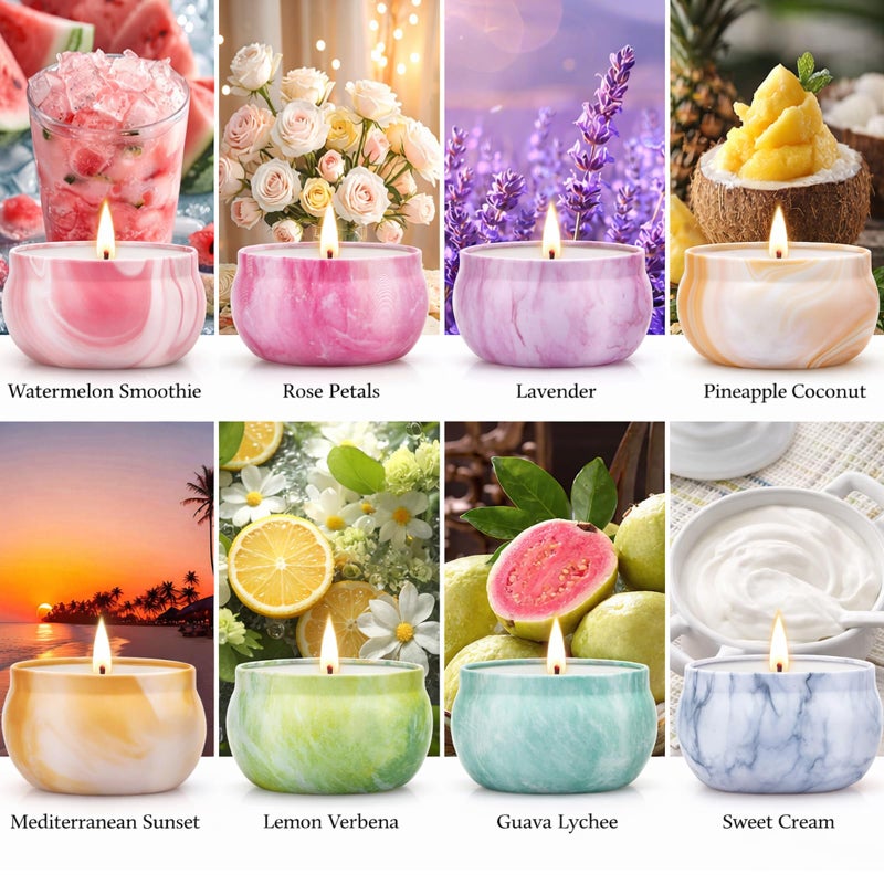 NVGCX Aromatherapy Candle Gift Set for Women, 8 Pack Fruity Floral Soy Wax Candles, Artist-Designed Gift Box - Image 2