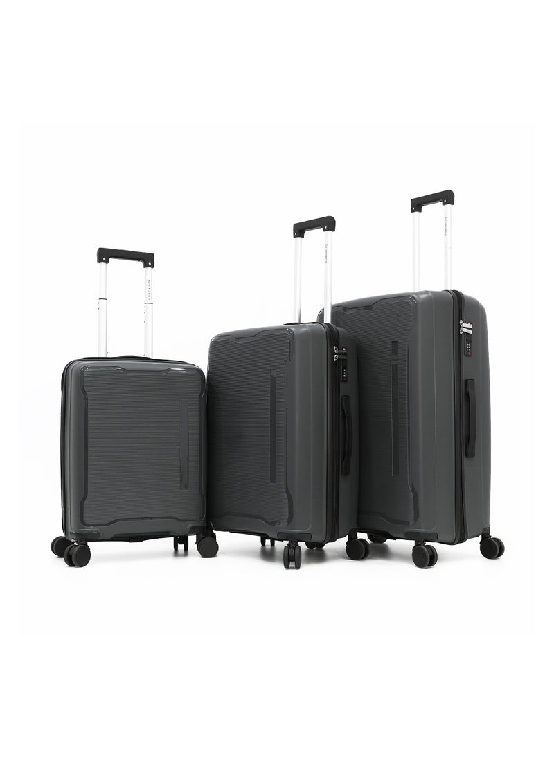 GIORDANO Giordano Hardside Luggage Trolley Bag 3 Pieces set,Grey (S-20,M-24,L-28 Inch)  - Image 1
