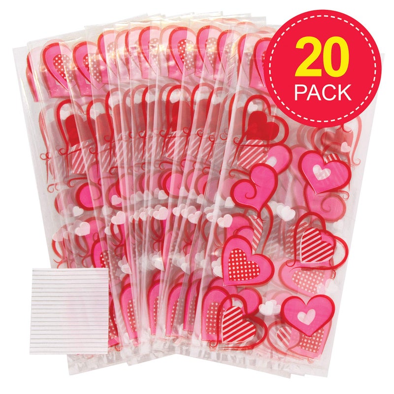 Baker Ross Valentine’s Day Heart Cellophane Gift Bags with Twist Ties | Perfect Party Bag Stuffer or Gift for Kids | Pack of 20 - Image 2