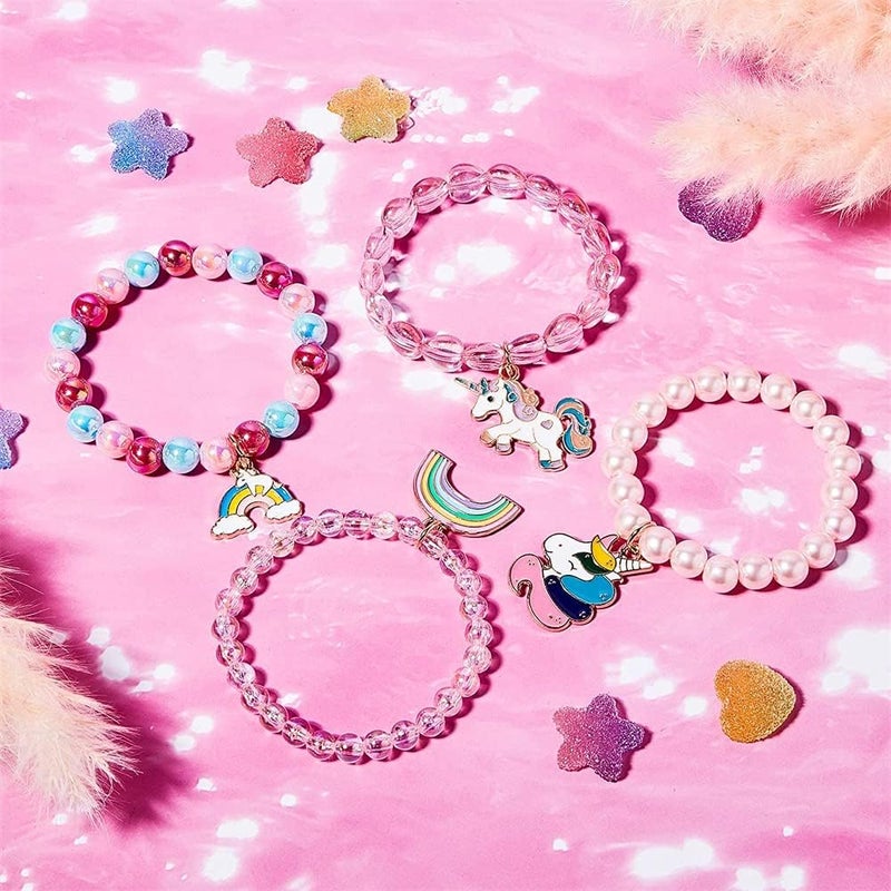 Colorful Unicorn Bracelet, Girls Unicorn Bracelets Rainbow Unicorn Beaded Bracelet Acrylic Bracelet for Birthday Party Favors Pretend Play Friendship Jewelry Dress Up Game Props, 9 Pieces - Image 5