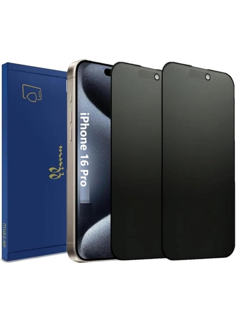 Muzz فيلم حماية شاشة سيراميك غير لامع 2 قطع لجهاز آيفون 16 برو لاصق كامل مرن غير زجاجي مضاد للتجسس - Image 1