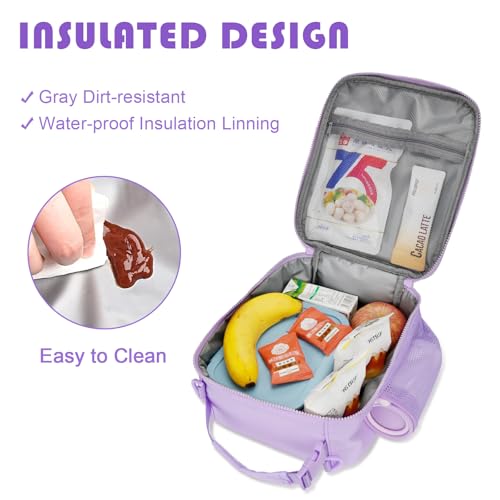 CLOUDWINGS Initial Insulated Lunch Bag for Girls Kids, Back to School Gift, Reusable Leak-proof Lunch Box with Adjustable Strap for School Daycare Travel Picnic (Purple,H) - Image 5