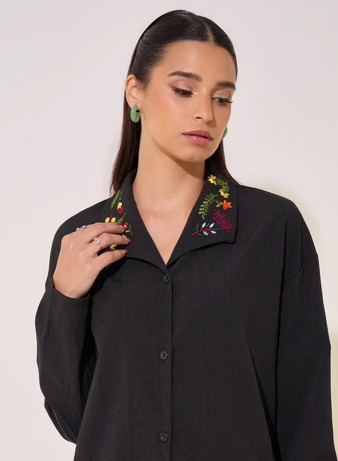 Take Two Embroidered Collared Regular Fit Shirt