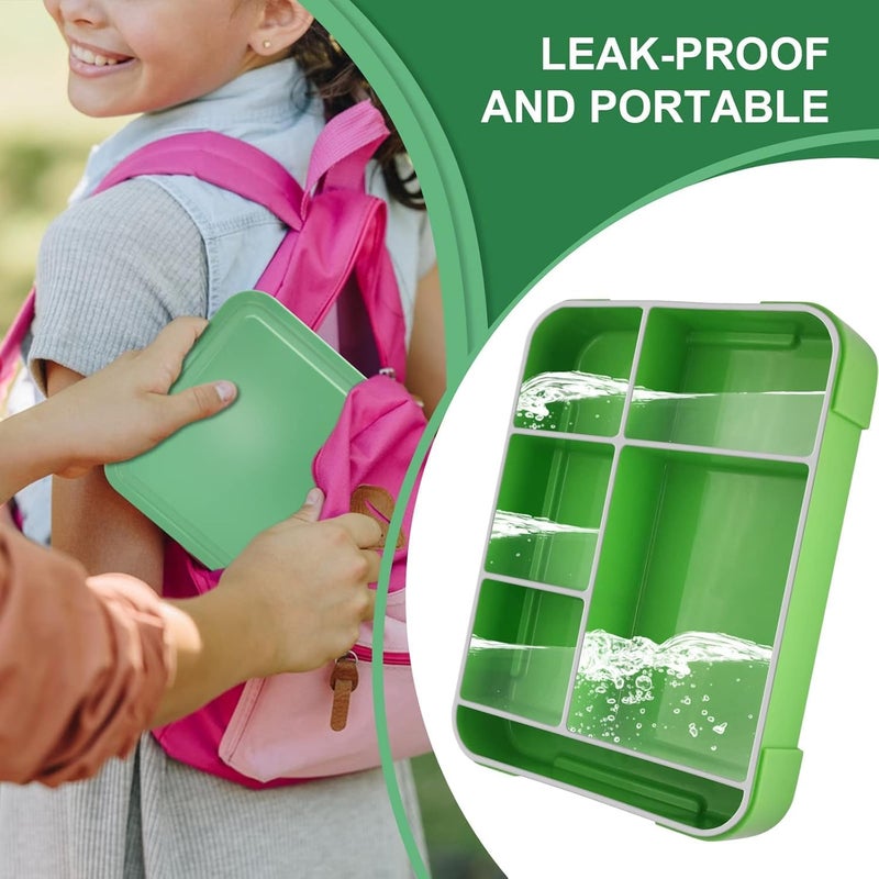 Lunch Box for Kids With Compartments - Leak-Proof Bento Box for School, Nursery & Trips - Snack Container for Girls and Boys (Green) - Image 4