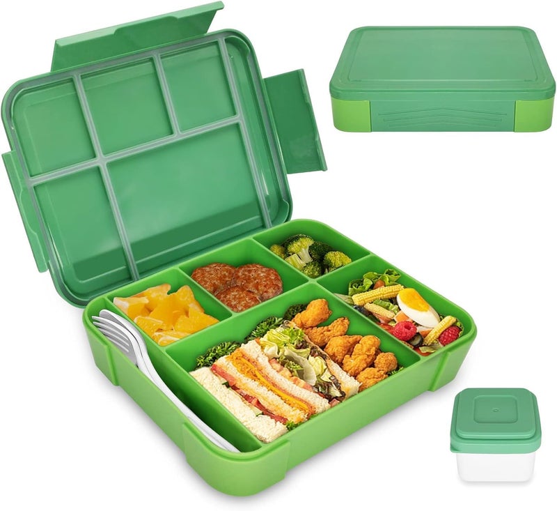 Lunch Box for Kids With Compartments - Leak-Proof Bento Box for School, Nursery & Trips - Snack Container for Girls and Boys (Green) - Image 1