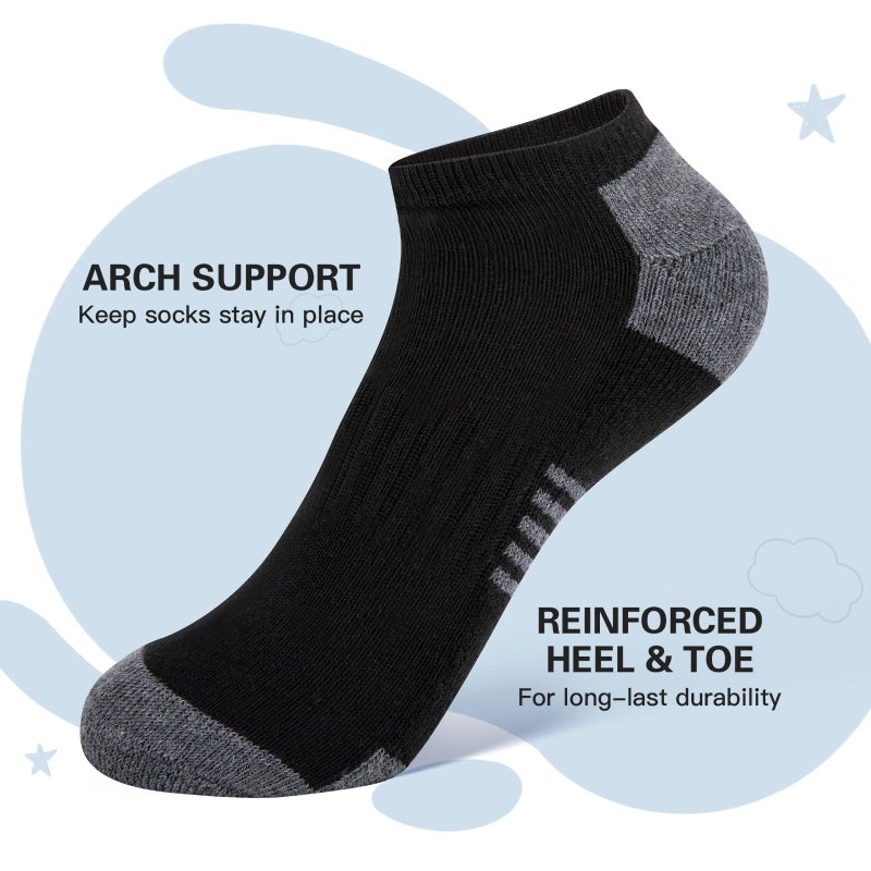 Comfoex 10 Pairs Boys Socks Low Cut Ankle Socks For Kids 8-10 4-6 6-8 Years Old Short Athletic Socks With Cushioned Sole - Image 5