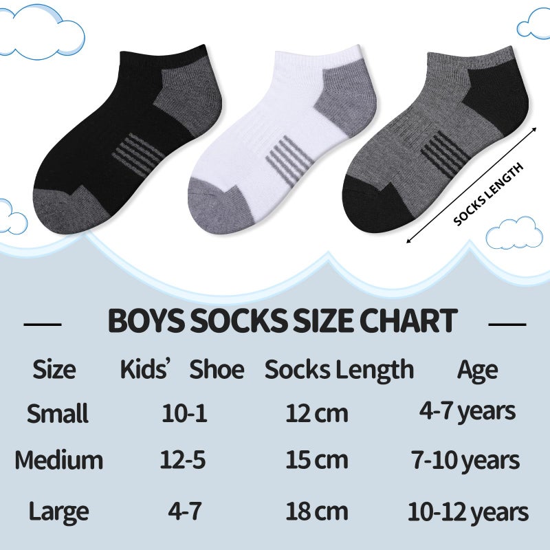 Comfoex 10 Pairs Boys Socks Low Cut Ankle Socks For Kids 8-10 4-6 6-8 Years Old Short Athletic Socks With Cushioned Sole - Image 3
