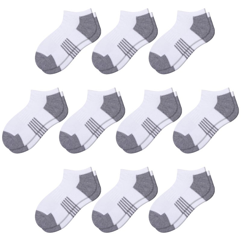 Comfoex 10 Pairs Boys Socks Low Cut Ankle Socks For Kids 8-10 4-6 6-8 Years Old Short Athletic Socks With Cushioned Sole - Image 1