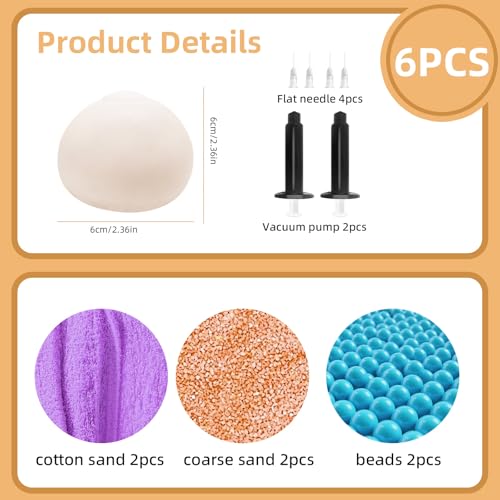 Chicooan 6 Pack Stress Balls 3 Textures Crunchy Sand Squishy Balls ASMR Toys with Air Pumps Smoothie Balls for Stress Relief Squeeze Fidget Toys for Party Favors Employee Gifts - Image 5