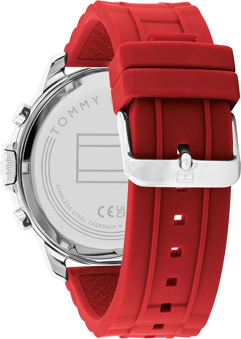 Tommy Hilfiger Men's Grey Dial Red Silicone Watch - Image 3