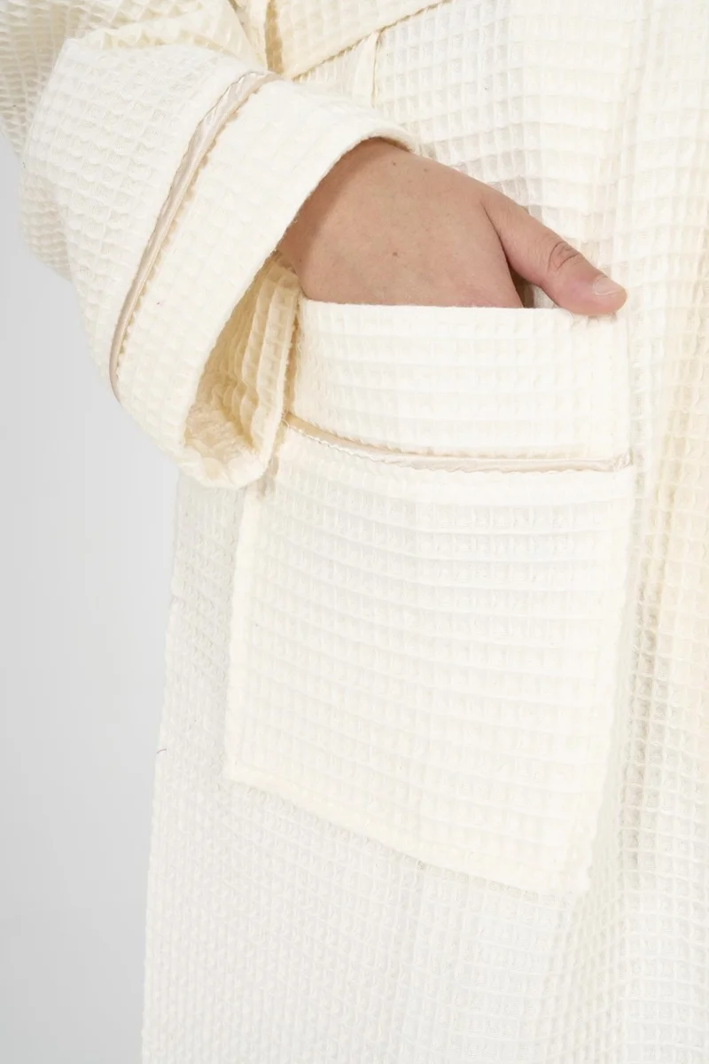 Varol Kaos Series Kimono Collar Pique Bathrobe Dressing Gown