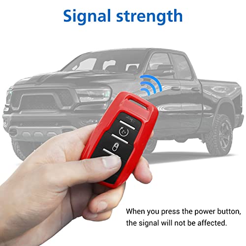 SQQP ABS Key Fob Cover for 2018-2023 Dodge RAM 1500 2500 3500, Key Fob Shell Protector Shell Keyless Remote Control Smart Key Holder(Red) - Image 2