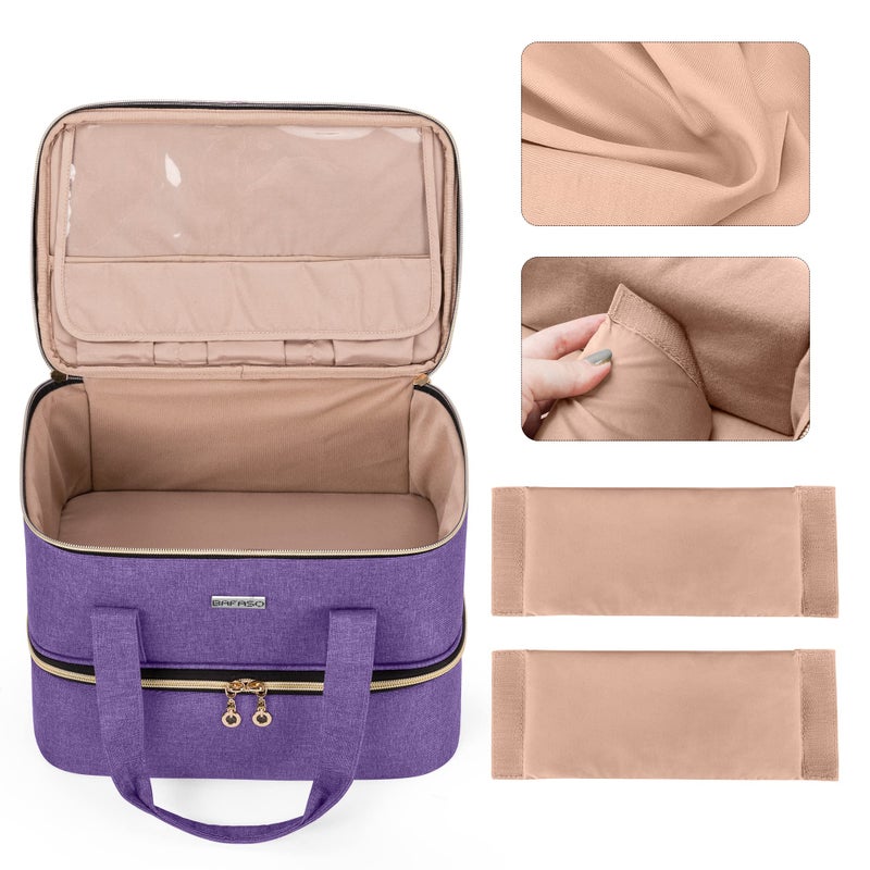 BAFASO Nail Polish Organizer Holds 40 Bottles (15ml - 0.5 fl.oz) and a Nail Lamp, Nail Polish Carrying Case with Manicure Tools Storage Sections (Bag Only), Purple - Image 3