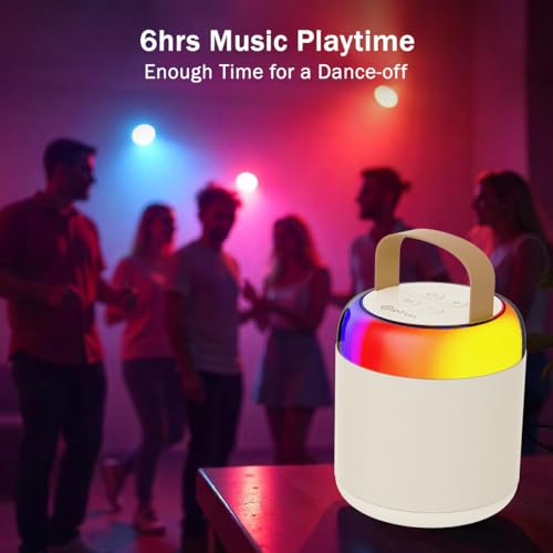 pTron Newly Launched Fusion Bliss 16W Bluetooth Speaker with Wireless Karaoke Mic, 6H Playtime, Vibrant RGB Lights, Voice Effects,Multi-Play Modes BT5.3/TF Card & Type-C Charging Port (Light Cream) - Image 5