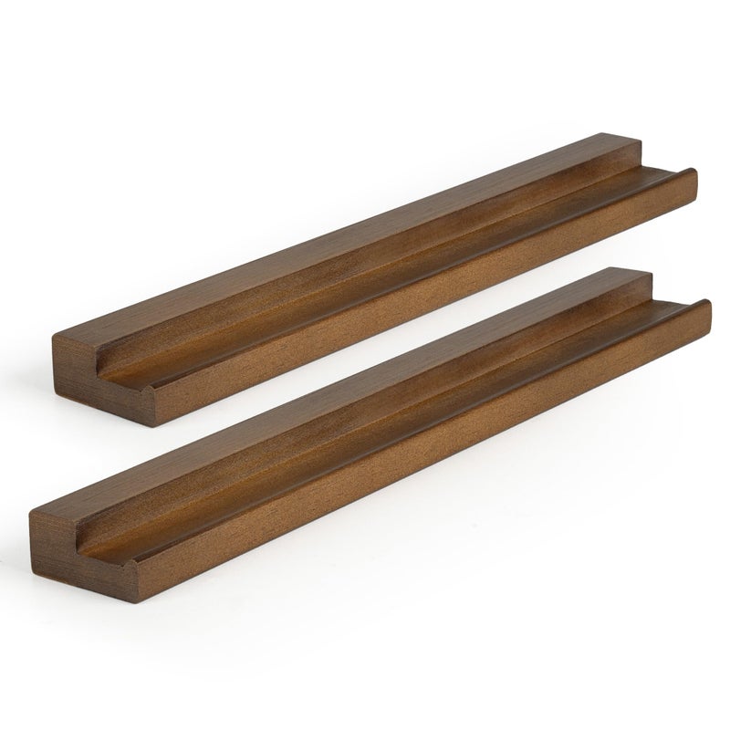 RICHFOCUS Vinyl Wall Mount, 2 Pack Solid Wood Record Shelf, Album Record Holder Display, 12 inch Floating Shelves for Wall, Magazine Shelf, Kids Bookshelf for Bedroom, Living Room, Walnut - Image 1