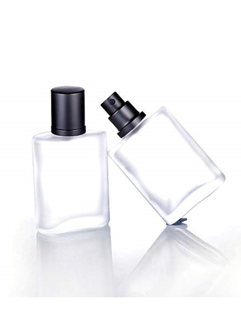Loquat 2 Pcs 50ml Frosted Glass Fine Mist Atomizers, Square Perfume Spray Bottles, Travel Refillable for Fragrance - Image 2
