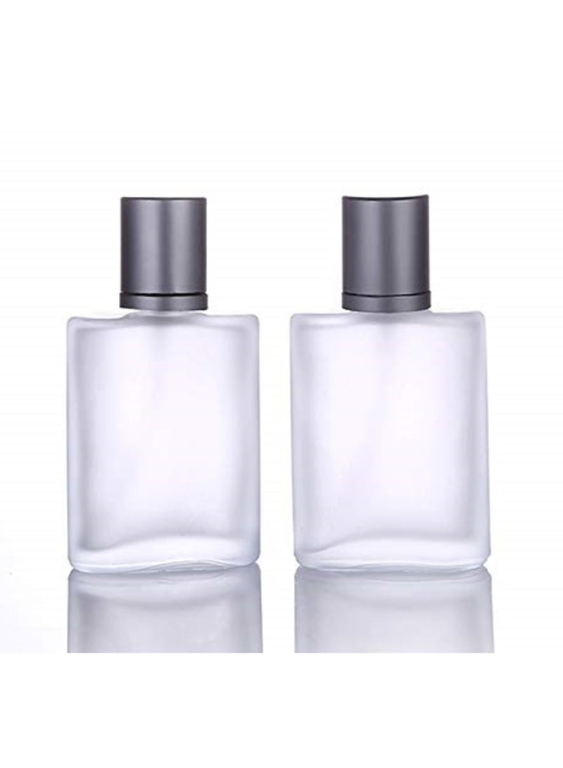 Loquat 2 Pcs 50ml Frosted Glass Fine Mist Atomizers, Square Perfume Spray Bottles, Travel Refillable for Fragrance - Image 1