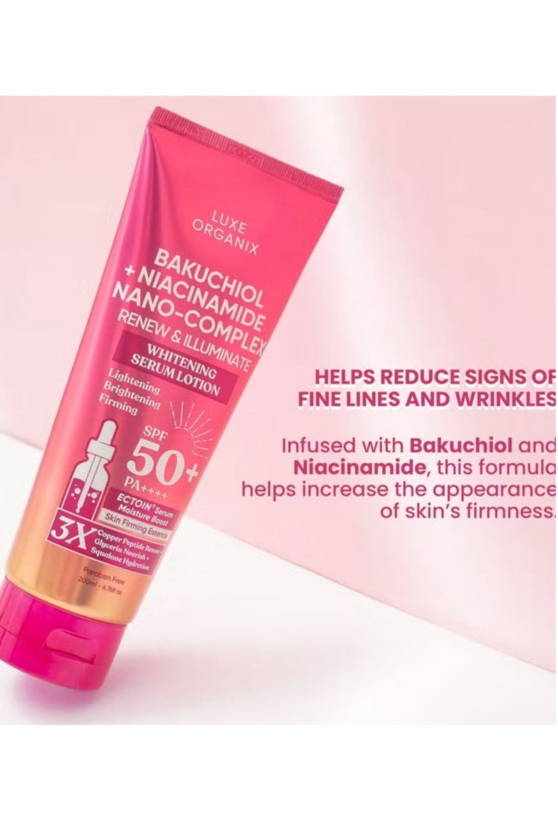 LUXE ORGANIX Bakuchiol and Niacinamide Nano Complex Serum Lotion SPF 50 - 200ml - Image 5