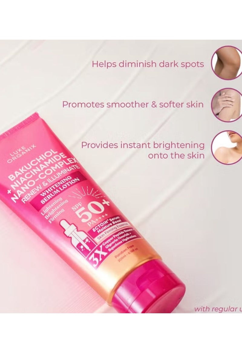 LUXE ORGANIX Bakuchiol and Niacinamide Nano Complex Serum Lotion SPF 50 - 200ml - Image 3