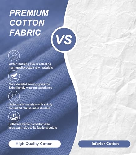 COLORFULLEAF Men's 100% Cotton Pajamas Set Button Down Sleepwear Short Sleeve and Long Pants Pjs (Blue,L) - Image 4
