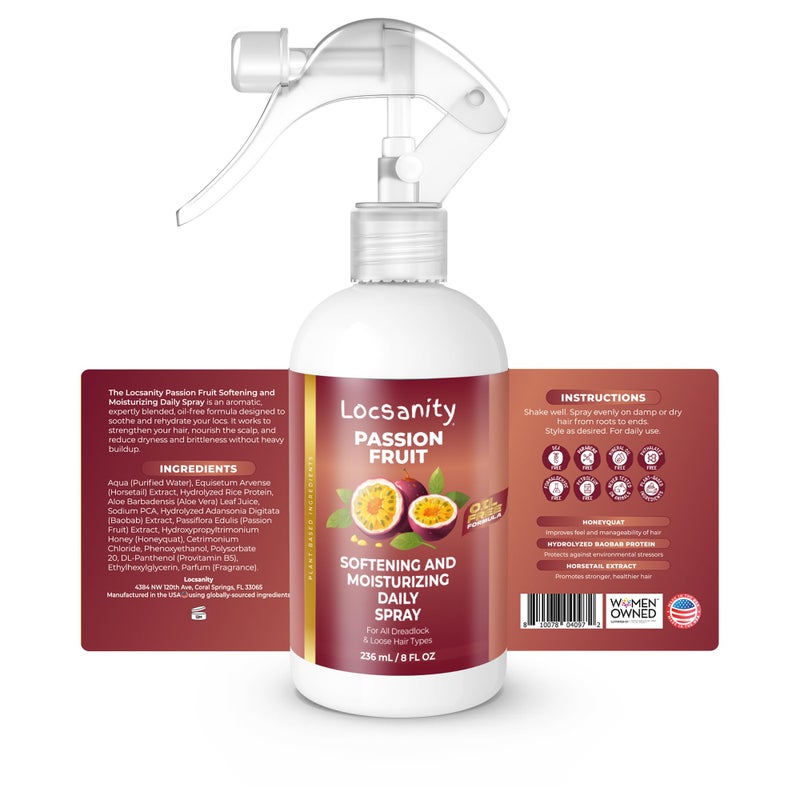 Locsanity Daily Moisturizing Spray for Dull, Dry Locs â€“ Passion Fruit Hair and Scalp Moisturizer for Dreadlocks, Sisterlocks, Microlocks, Braids to Control Oil and Frizz (8 fl oz) - Image 2