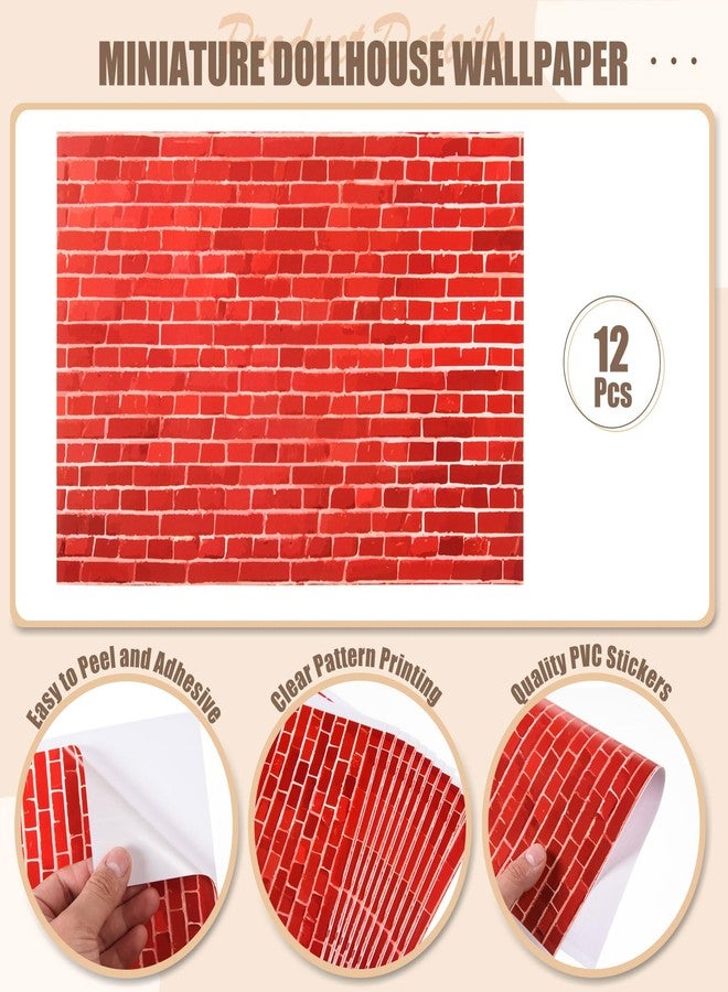 FOBSME 12 Sheets Miniature Dollhouse Wallpaper and Flooring Mini Dollhouse Floorboards Wall Paper Self-Adhesive Flooring Wall Tiles 8.27 x 11.69 Inch Mini DIY Dollhouses Accessories, 4 Styles - Image 3