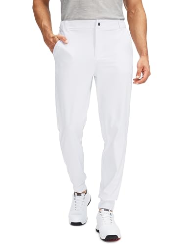 Soothfeel Men's Golf Joggers Pants with 5 Pockets Slim Fit Stretch Sweatpants Running Travel Dress Work Pants for Men(White, XL - Image 1