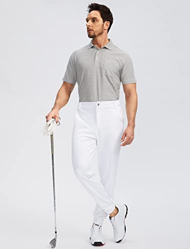 Soothfeel Men's Golf Joggers Pants with 5 Pockets Slim Fit Stretch Sweatpants Running Travel Dress Work Pants for Men(White, XL - Image 5